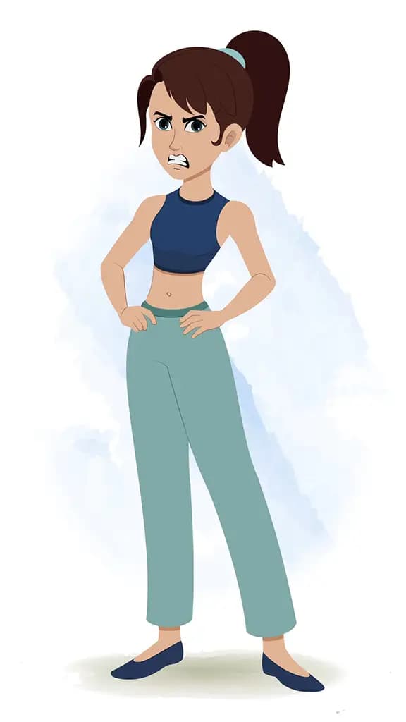 An angry teenage girl animated cartoon character aka divya 3/4