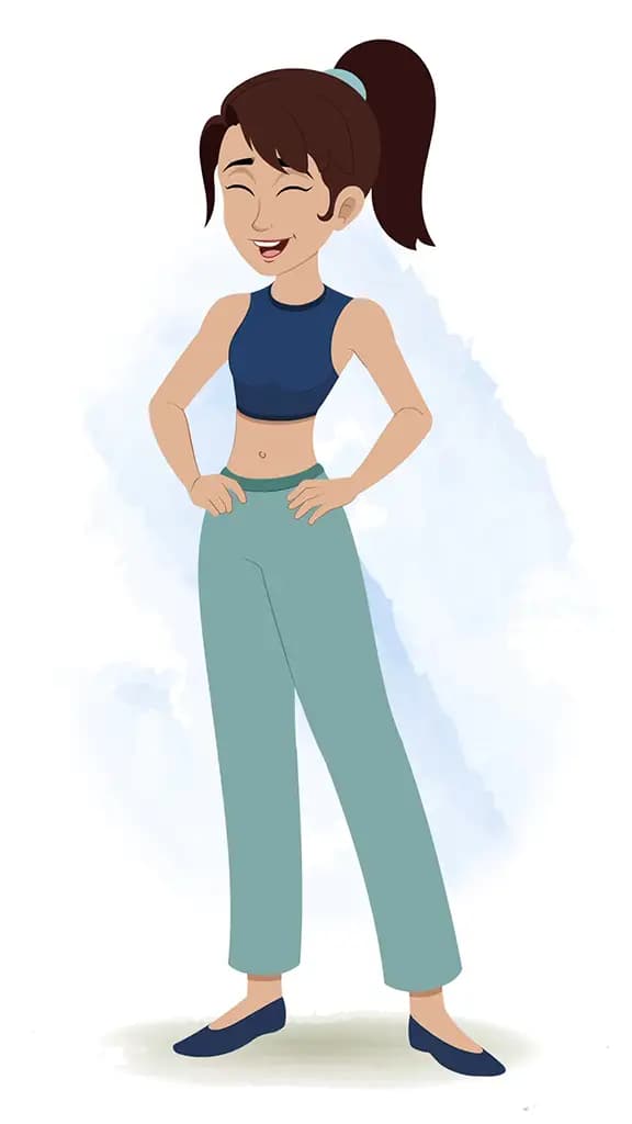 A teenage girl laughing animated cartoon character aka divya 3/4