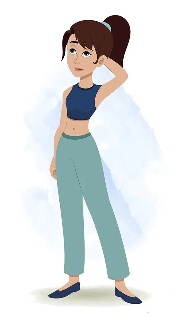 A confused teenage girl animated cartoon character aka divya 3/4