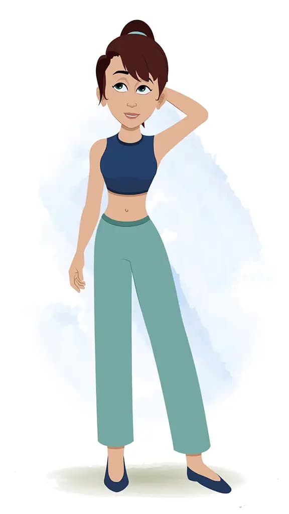 A confused teenage girl animated cartoon character aka divya