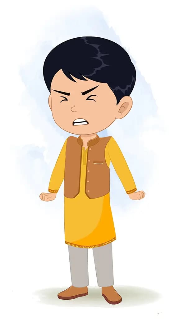 An angry Indian boy animated cartoon character aka ishaan 3/4