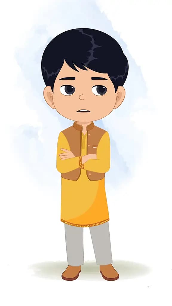 An annoyed Indian boy animated cartoon character aka ishaan