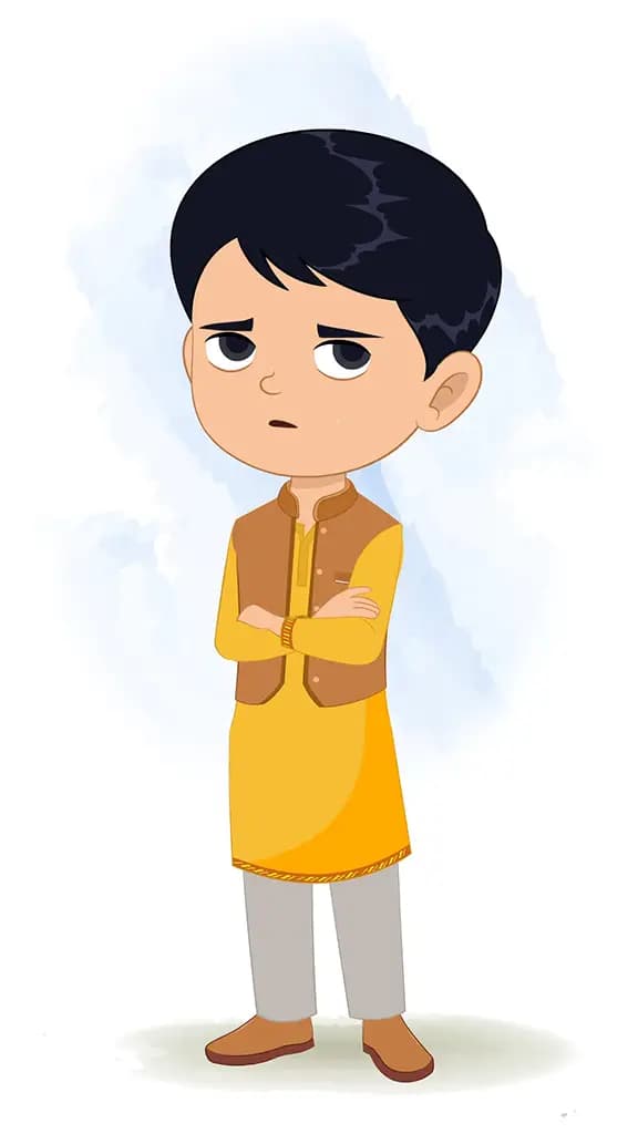 An annoyed Indian boy animated cartoon character aka ishaan 3/4
