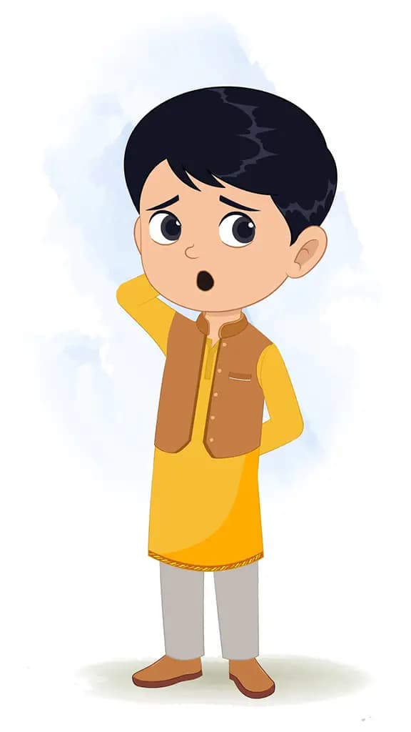A confused Indian boy animated cartoon character aka ishaan 3/4