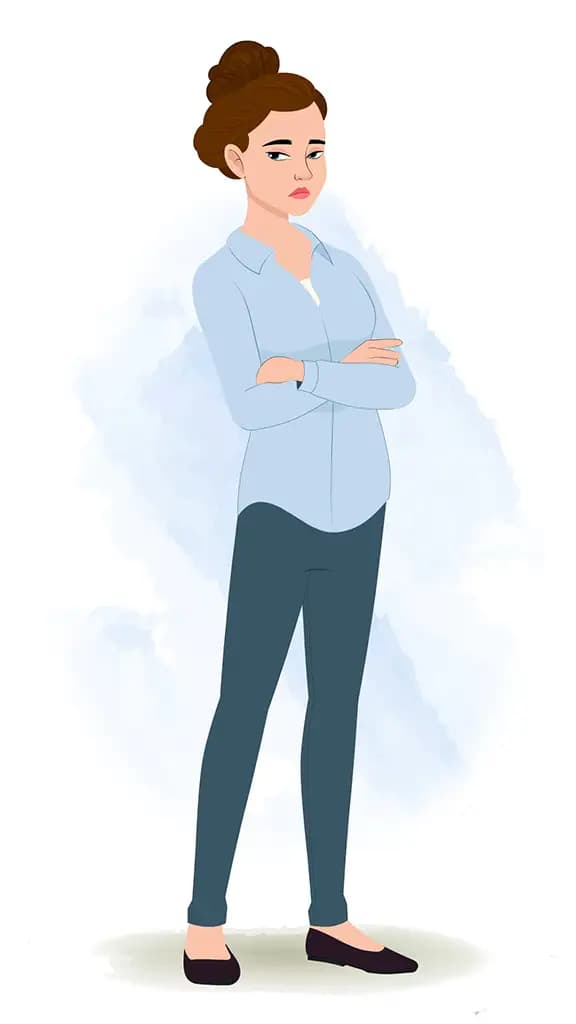 An annoyed business woman animated cartoon character aka ruby 3/4