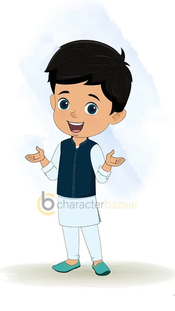 An Indian boy talking animated cartoon character aka rohan 3/4