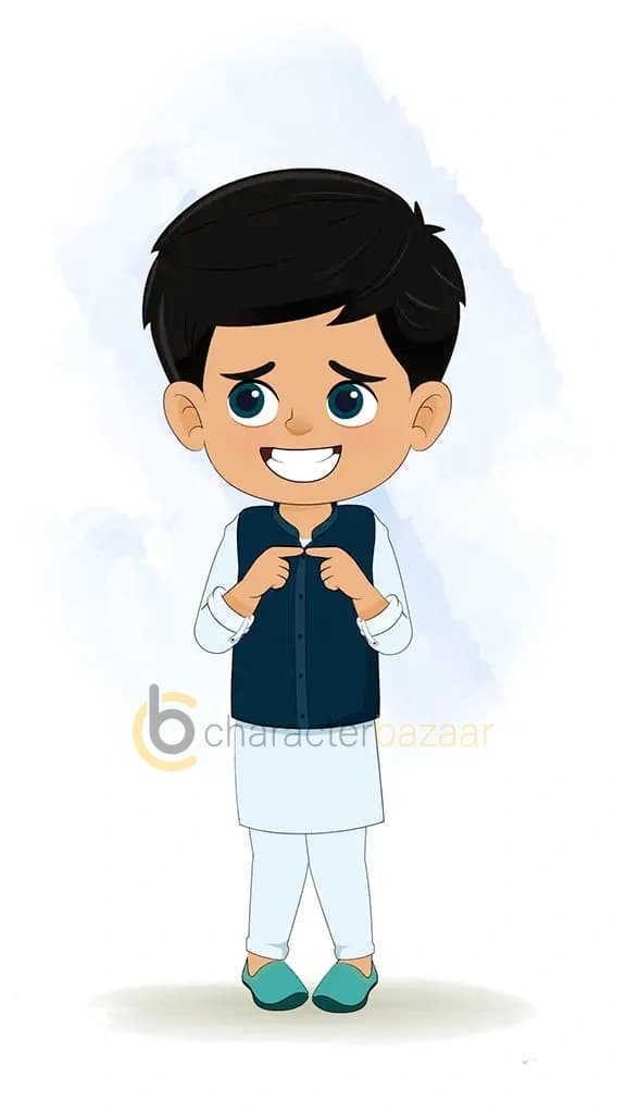 An Indian nervous boy animated cartoon character aka rohan