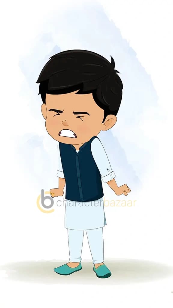 An angry Indian boy animated cartoon character aka rohan 3/4