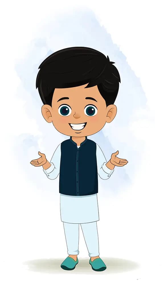 An Indian boy talking animated character cartoon vector aka rohan