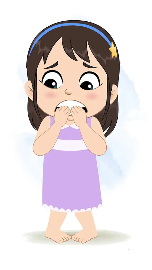 A little scared girl animated cartoon character aka merry