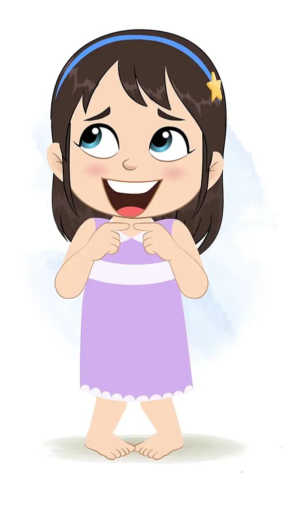 A little nervous girl animated cartoon character aka merry