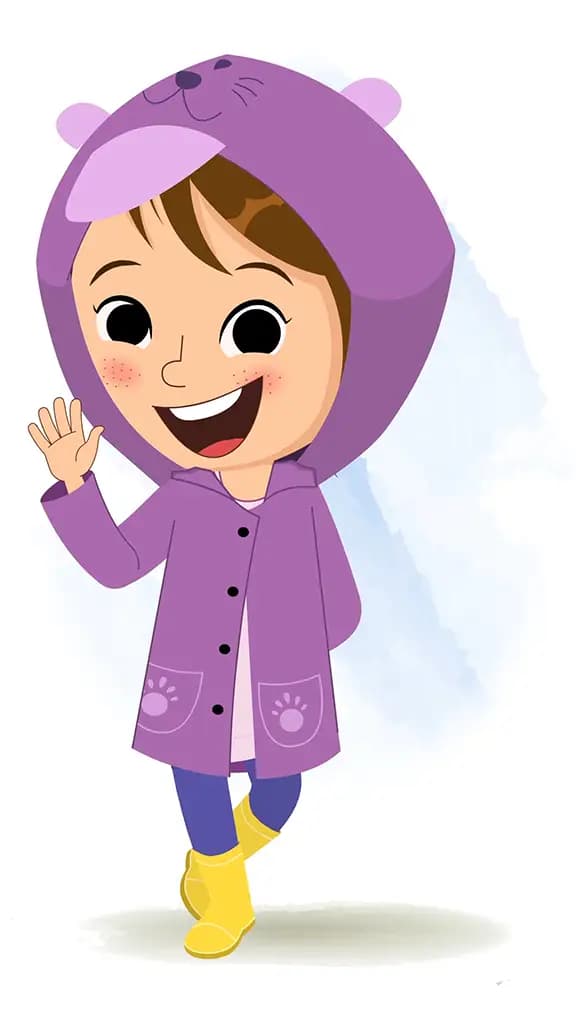 A cute girl saying hello animated cartoon character aka riru