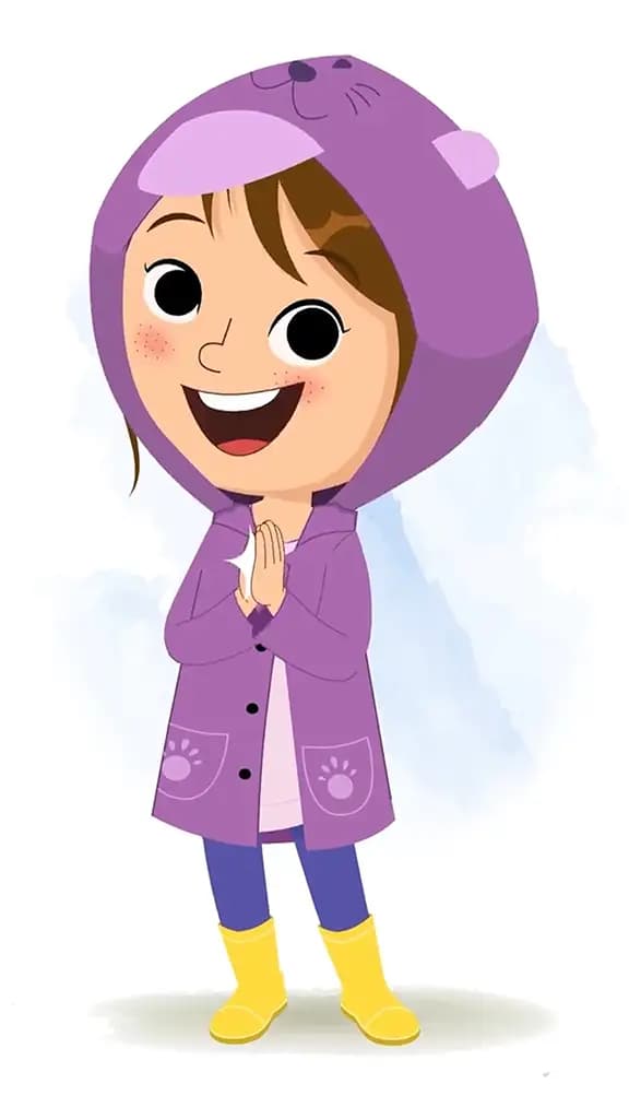 A cute girl clapping animated cartoon character aka riru