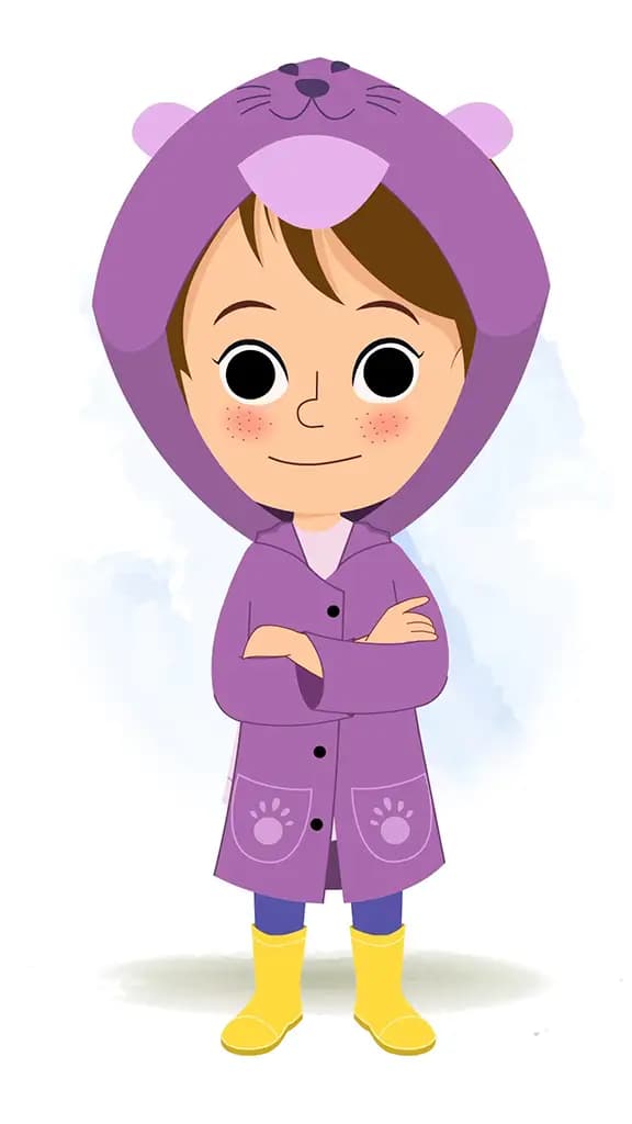 A cute girl standing with cross hand and talking animated cartoon character aka riru