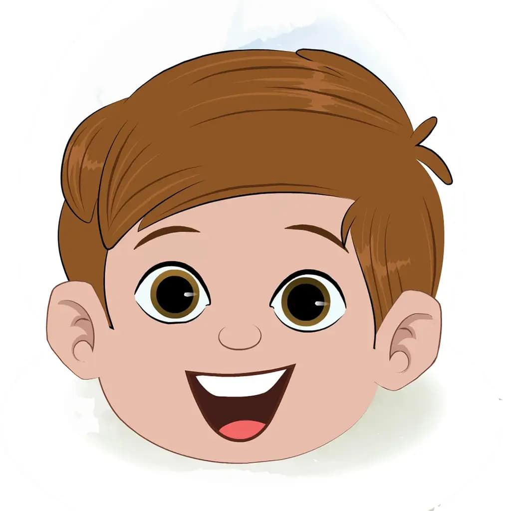 A boy animated cartoon face with different facial expressions aka jolly