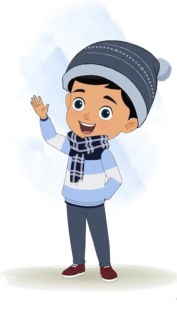 A cute boy saying hi animated cartoon character aka rohan