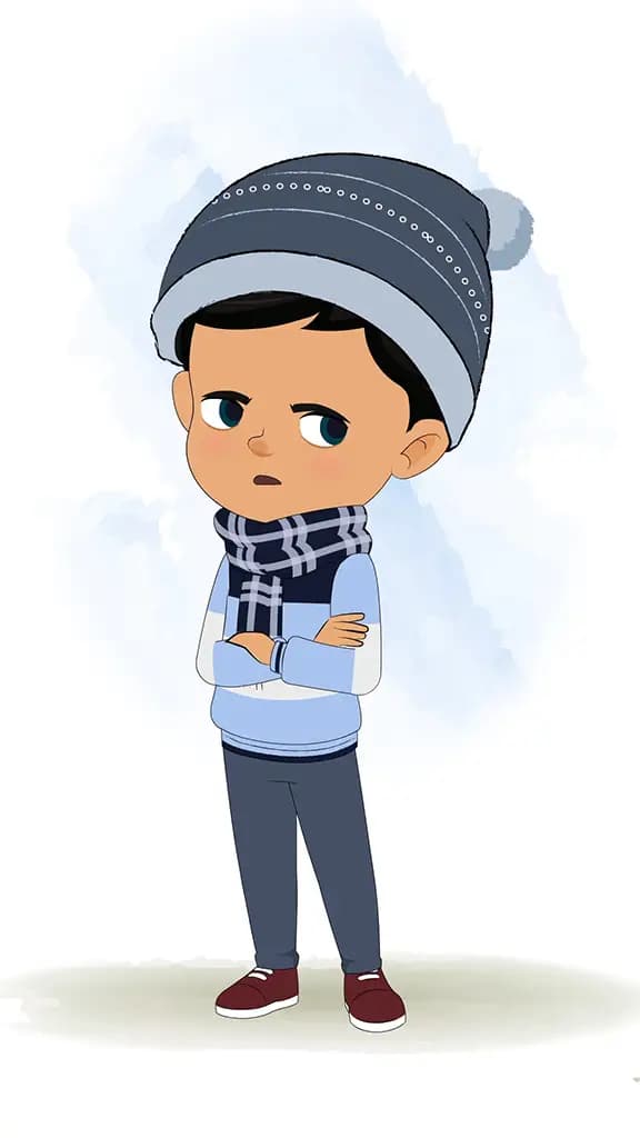 An annoyed cute boy animated cartoon character aka rohan 3/4