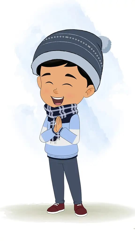 A cute boy clapping animated cartoon character aka rohan