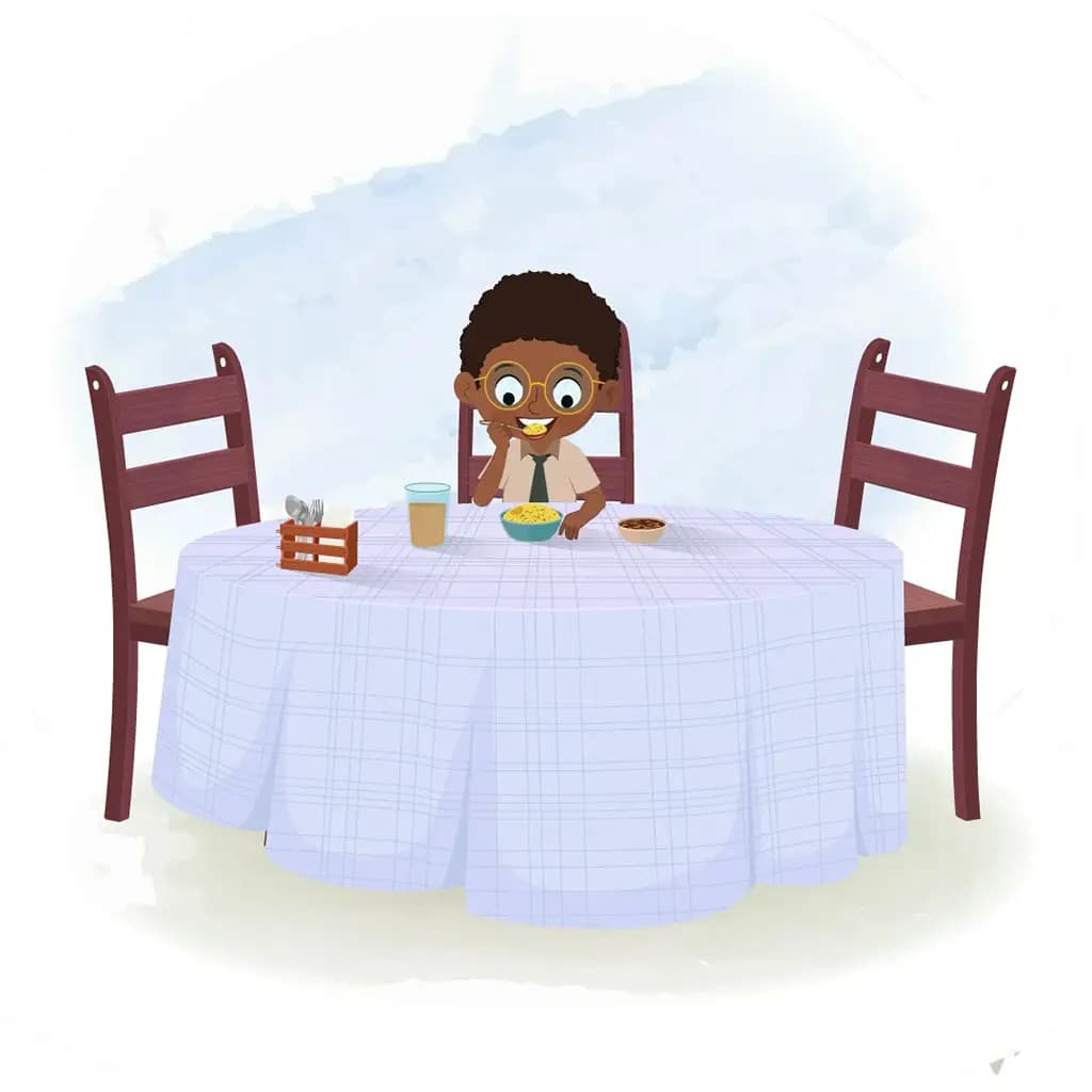 A school boy animated cartoon character walking joyfully aka shree