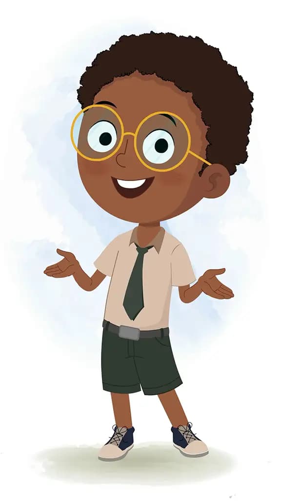 An African school boy talking animated cartoon character aka shree 3/4