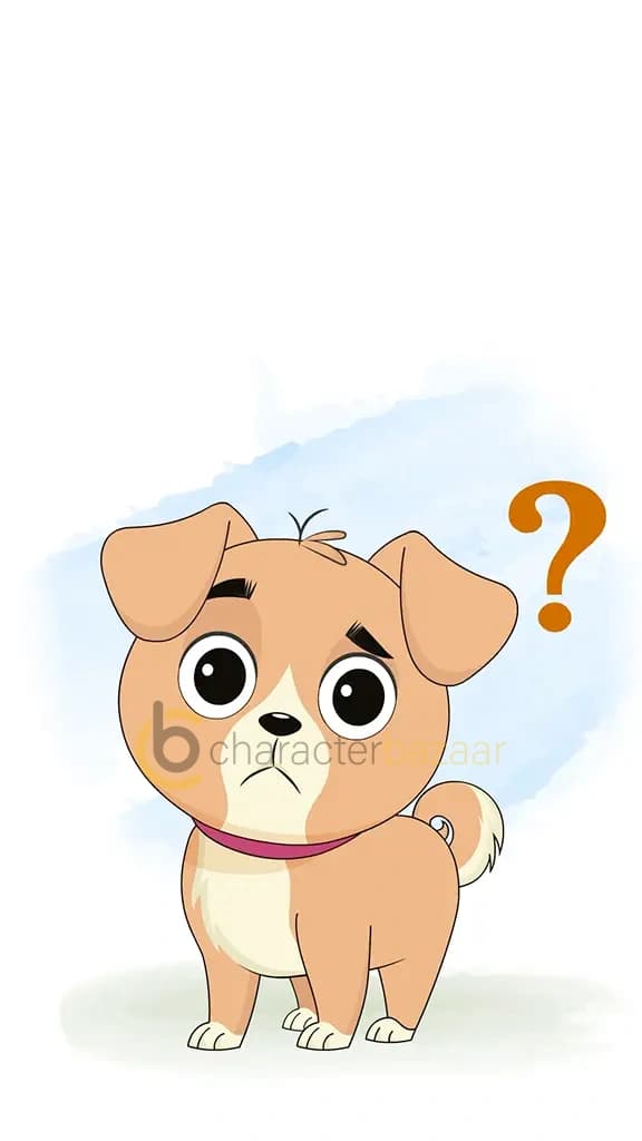 A confused little dog animated cartoon character aka rocky the dog 3/4