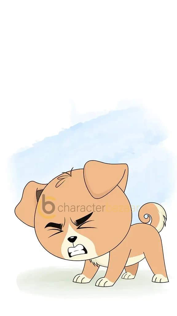 An angry little dog animated cartoon character aka rocky the dog 3/4