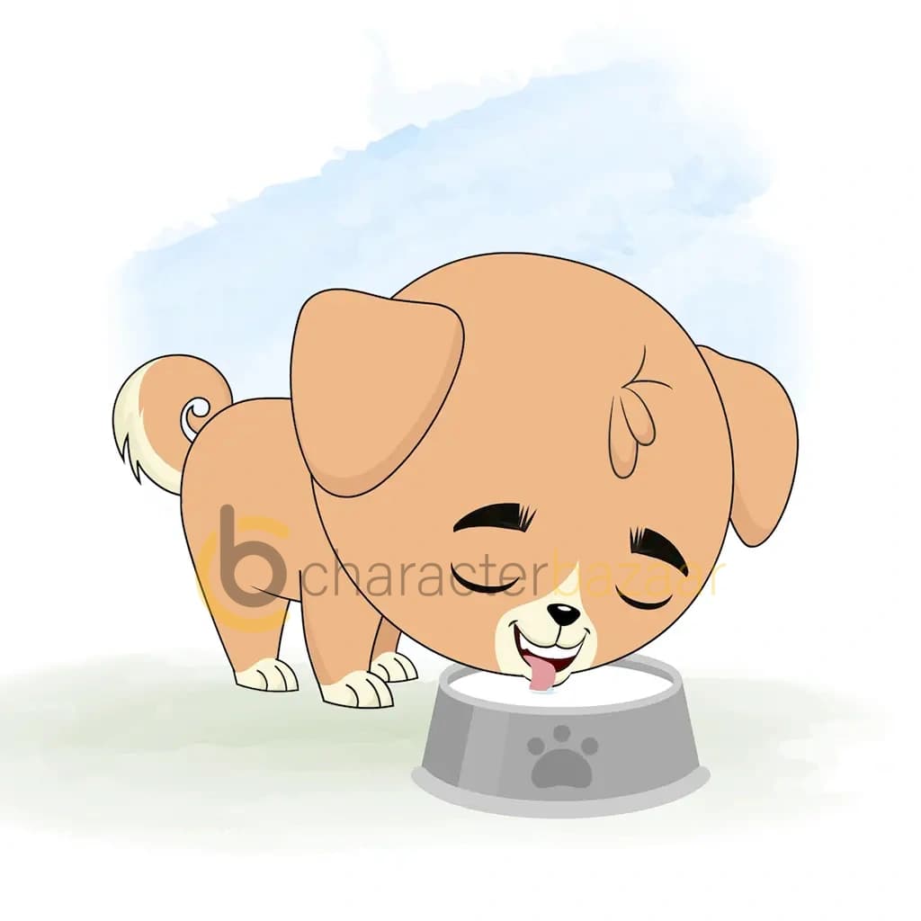 A little dog drinking milk animated cartoon character aka rocky the dog