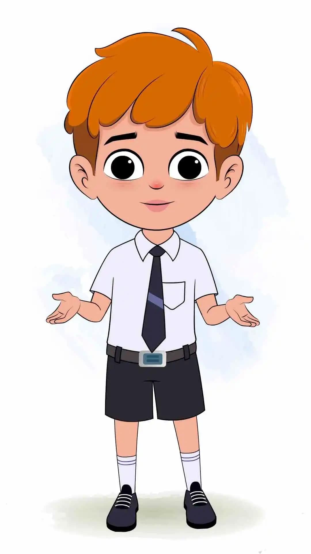 A school boy talking animated cartoon character aka leo