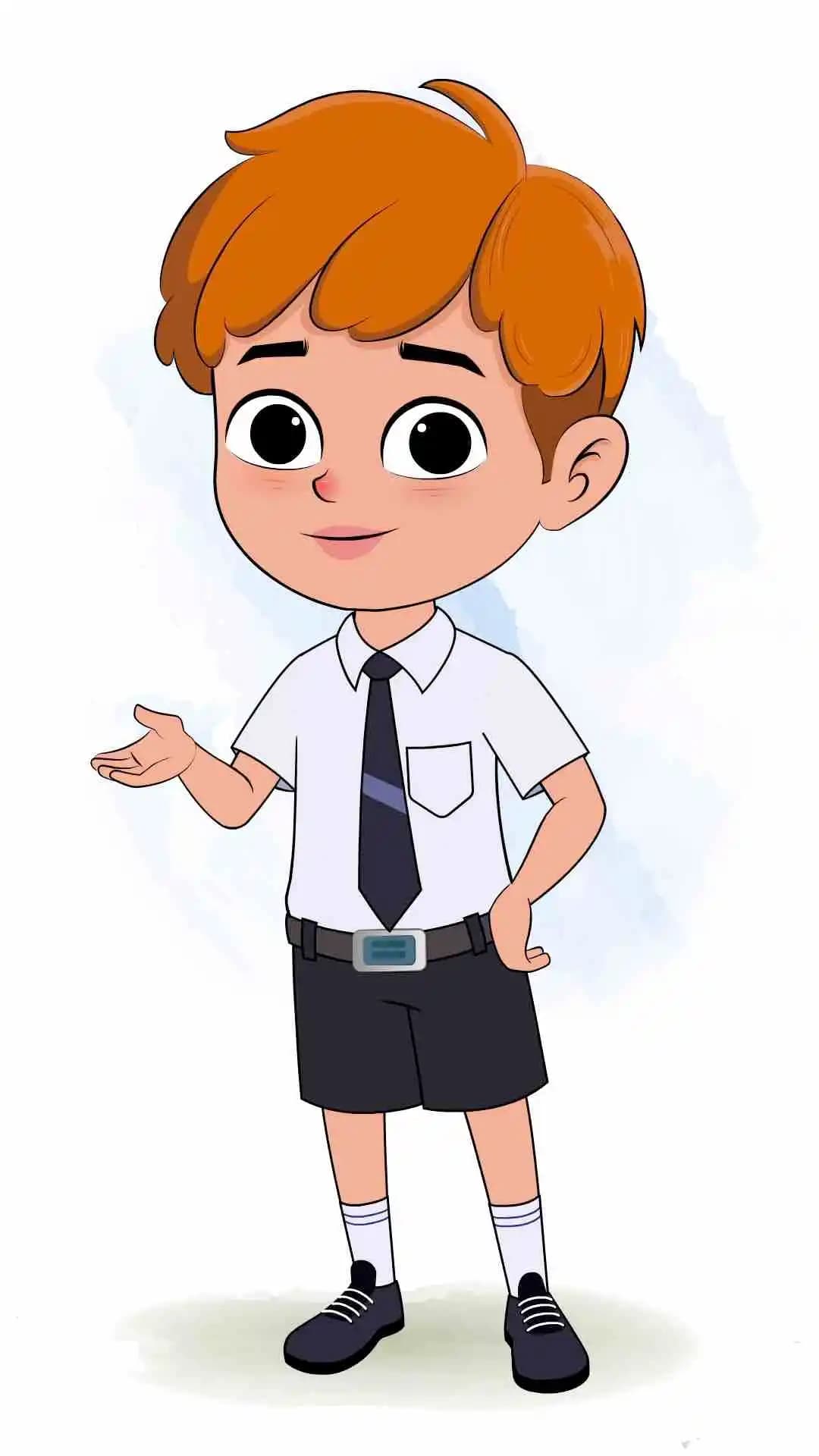 A school boy talking animated cartoon character aka leo 3/4