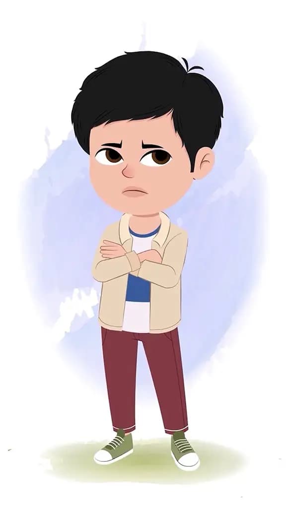 An annoyed cool boy animated cartoon character aka rahul 3/4