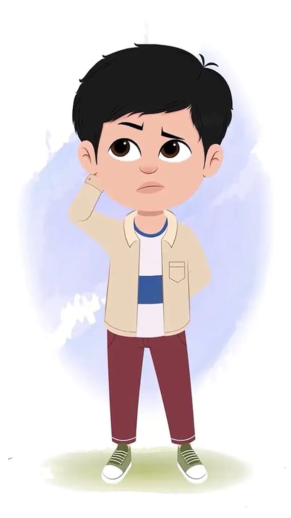 A confused Cool boy animated cartoon character aka rahul