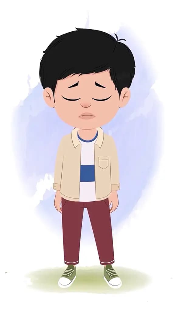 A cool boy sad animated cartoon character aka rahul