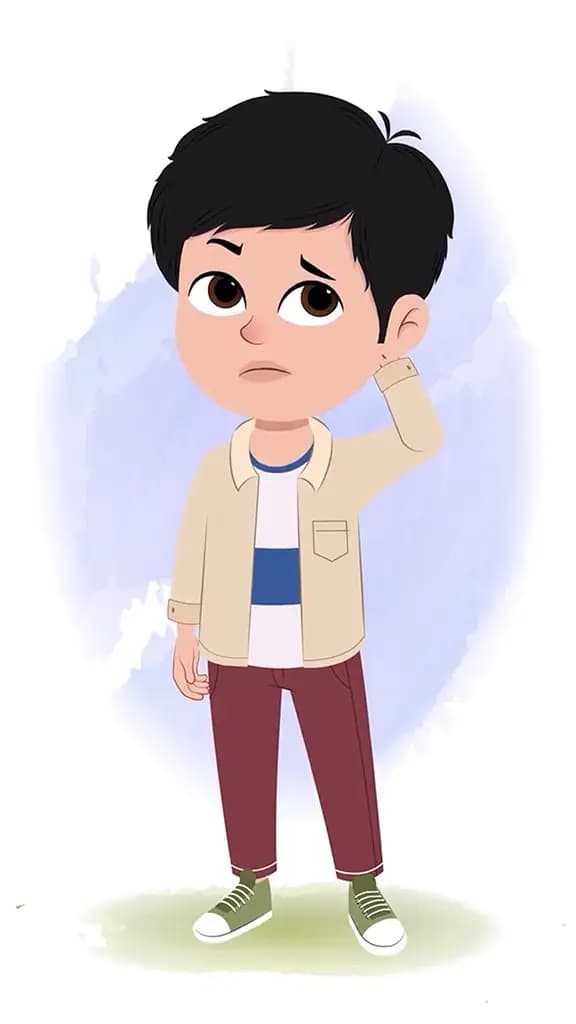 A confused cool boy animated cartoon character aka rahul 3/4