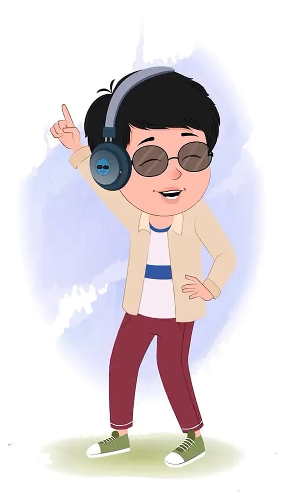 A cool boy dancing animated cartoon character aka rahul