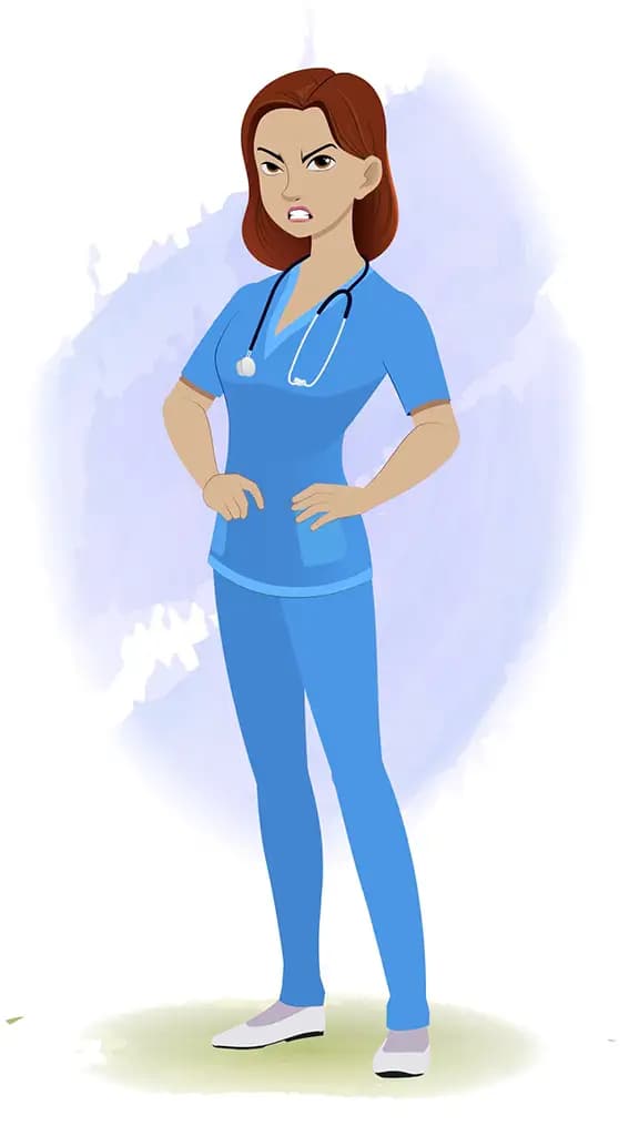 An angry female nurse animated cartoon character aka miss.teresa 3/4