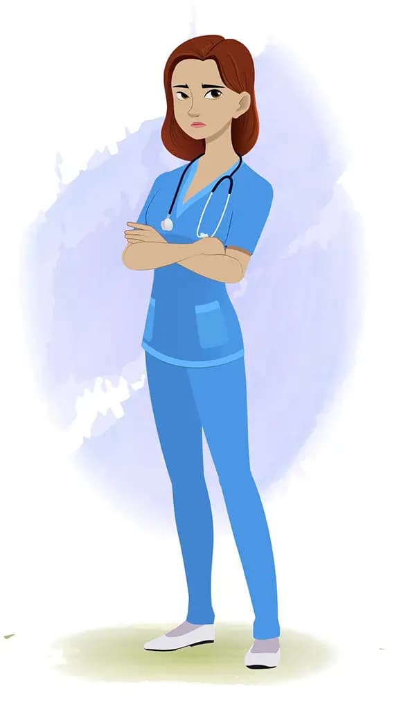 An annoyed female nurse animated cartoon character aka miss.teresa 3/4