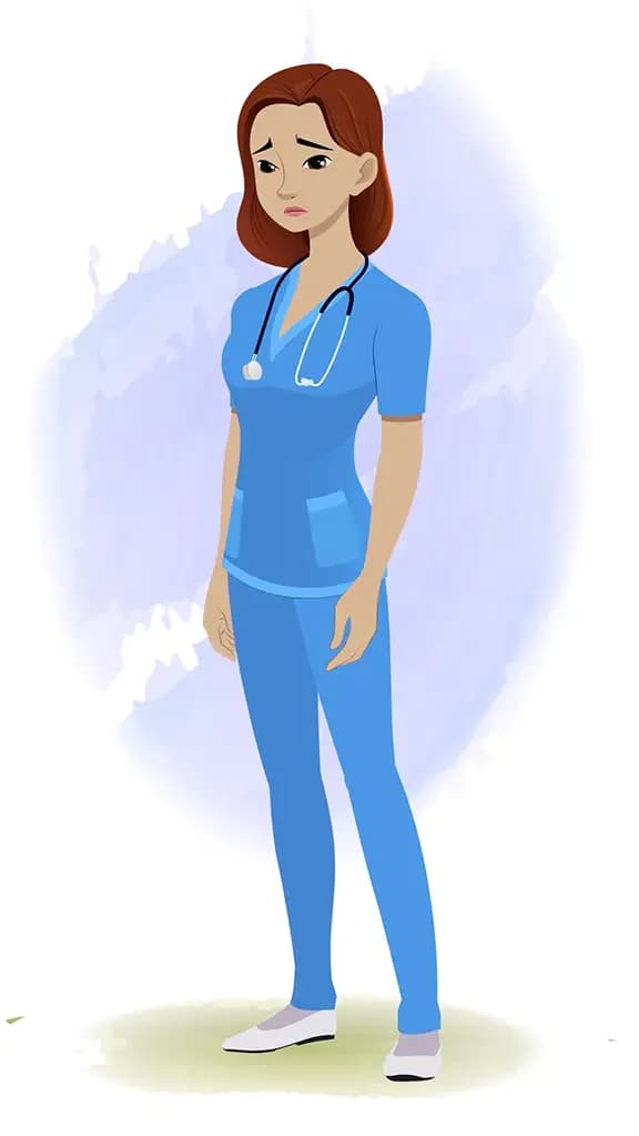 A female nurse sad animated cartoon character aka miss.teresa 3/4