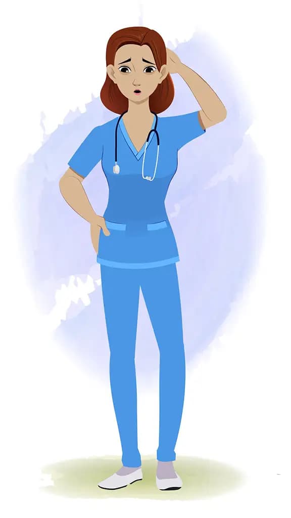 A tired female nurse animated cartoon character aka miss.teresa