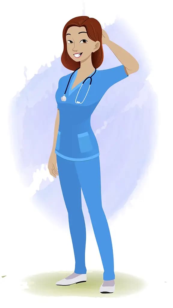 A nervous female nurse animated cartoon character aka miss.teresa 3/4