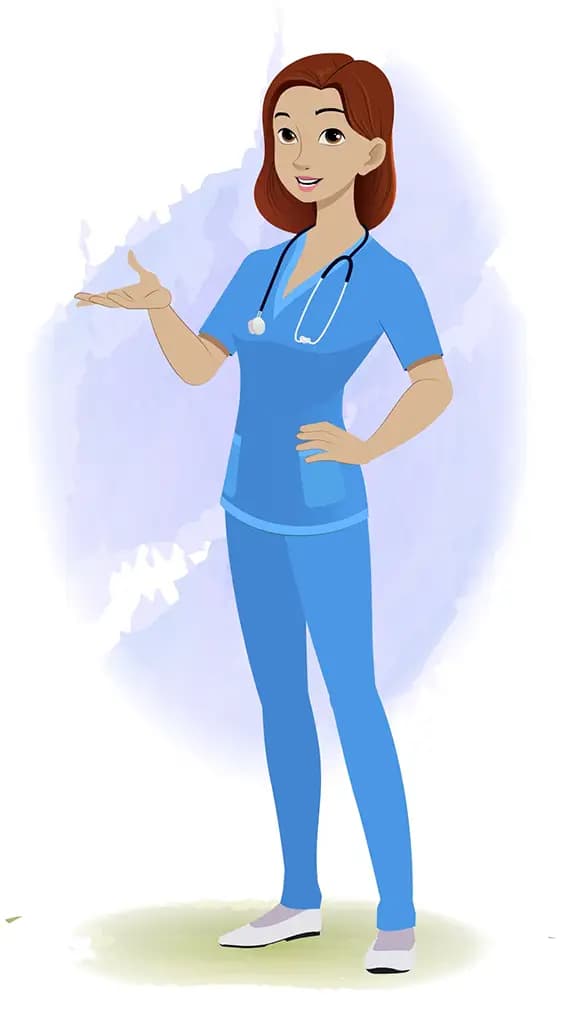 A female nurse talking animated cartoon character aka miss.teresa 3/4