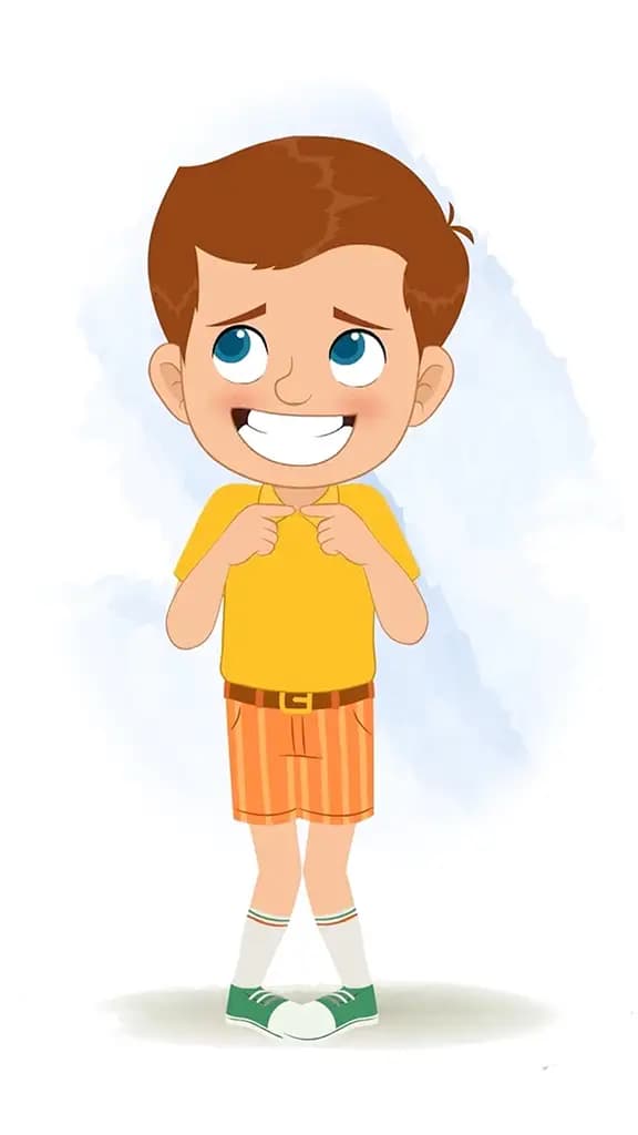 A nervous little boy animated cartoon character aka johny