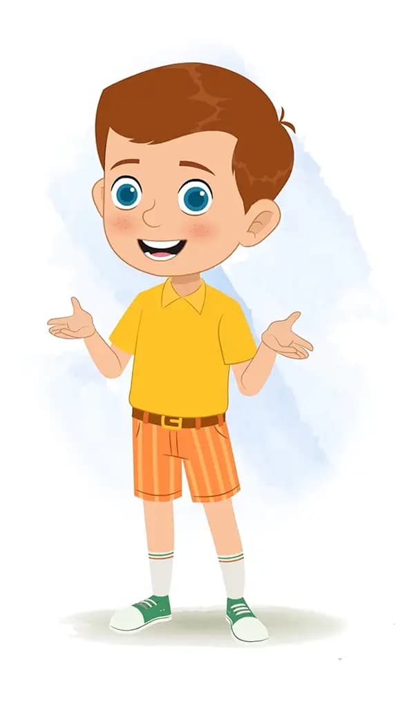 A little boy talking animated cartoon character aka johny 3/4