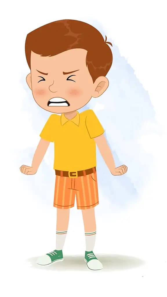 An angry little boy animated cartoon character aka johny