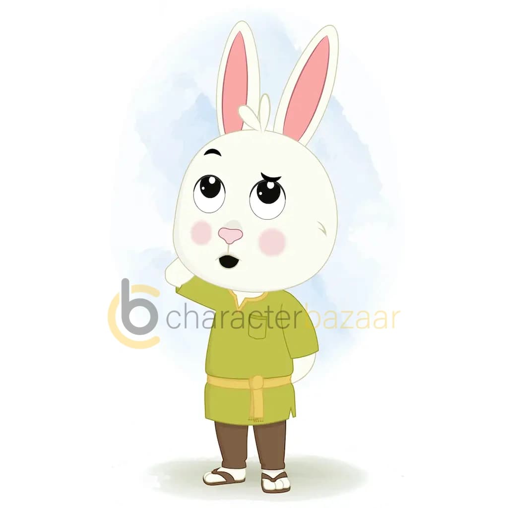 A confused rabbit animated cartoon character aka heera the rabbit 3/4
