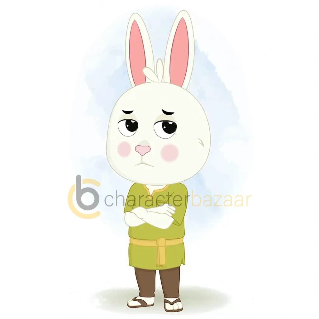 An annoyed rabbit animated cartoon character aka heera the rabbit 3/4