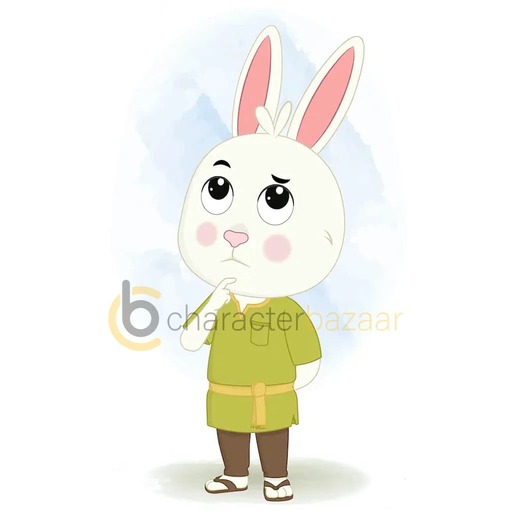 A rabbit thinking animated cartoon character aka heera the rabbit 3/4