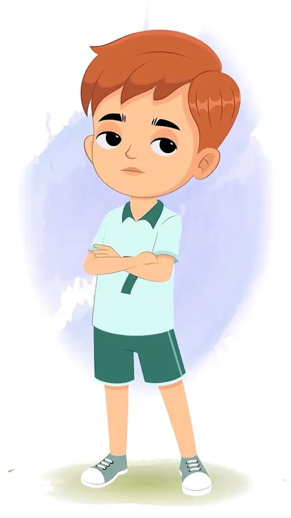 An annoyed sports boy animated cartoon character aka roman 3/4