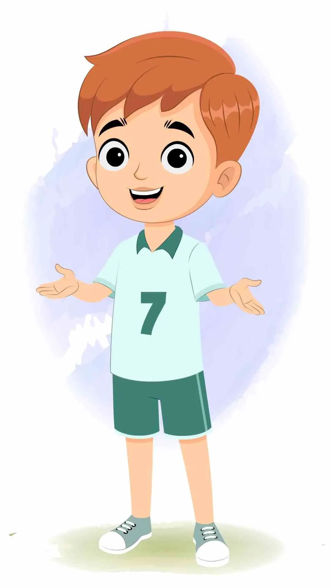 A sports boy talking animated cartoon character aka roman 3/4
