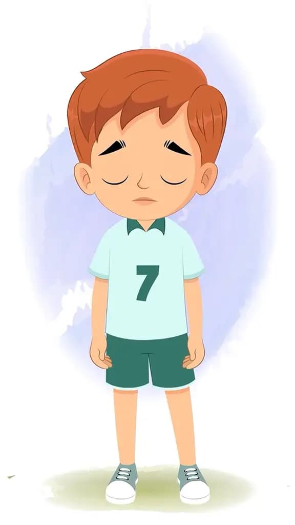 A sports boy sad animated cartoon character aka roman