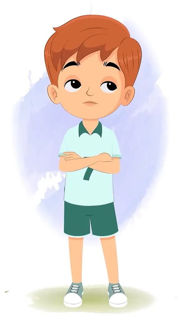 An annoyed sports boy animated cartoon character aka roman